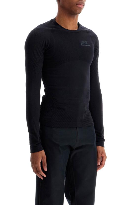  MM6 메종마르지엘라 긴팔 티셔츠 Mm6 메종 마르지엘라 Mm6 X 살로몬 롱 슬리브 써멀 저지 딥 블랙 - MM6 MAISON MARGIELA