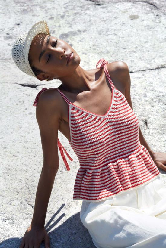  ELEVEN SIX 민소매 티셔츠 일레븐 식스 말리 스트라이프 캐미솔 아이보리 + 로쏘 스트라이프 - ELEVEN SIX