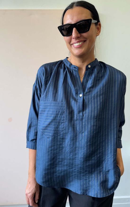  투 튜닉 셔츠 네이비/실버 - TWO