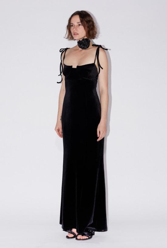  샘디 롱 원피스 오픈백 벨벳드레스 - SAEMDI