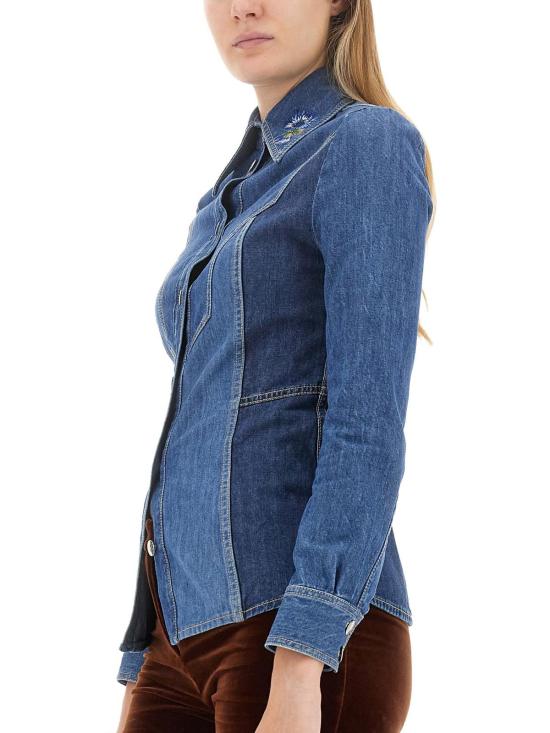  에트로 데님 셔츠 슬림핏 셔츠 블루 - ETRO