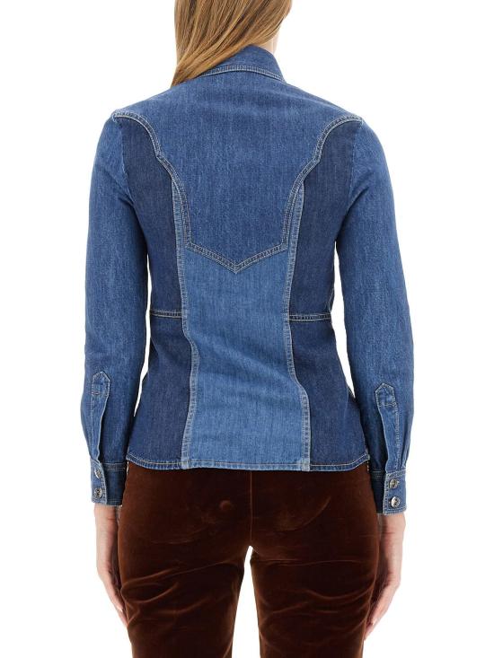  에트로 데님 셔츠 슬림핏 셔츠 블루 - ETRO