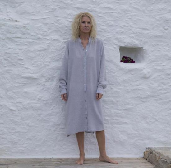  룸이스트 튜닉 실 셔츠  그레이/블러쉬/화이트 - LOOM.IST