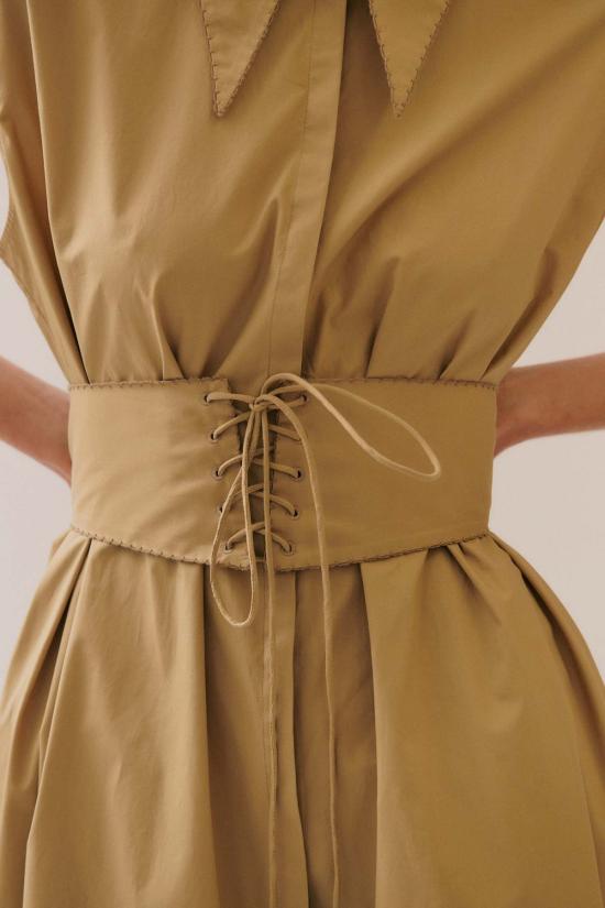  Clea 롱 원피스 클레아 칼리스타 벨티드 드레스 토피 - CLEA