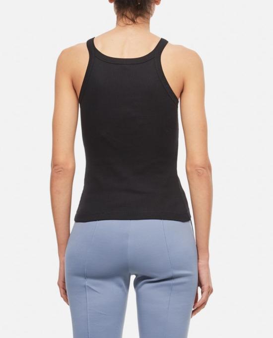  펜디 민소매 티셔츠 골지 코튼 저지 탱크탑 Gme 블랙 - FENDI