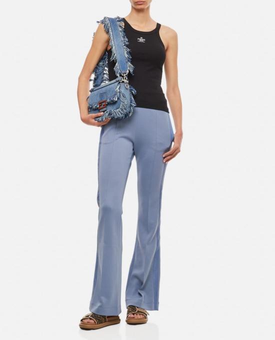  펜디 민소매 티셔츠 골지 코튼 저지 탱크탑 Gme 블랙 - FENDI