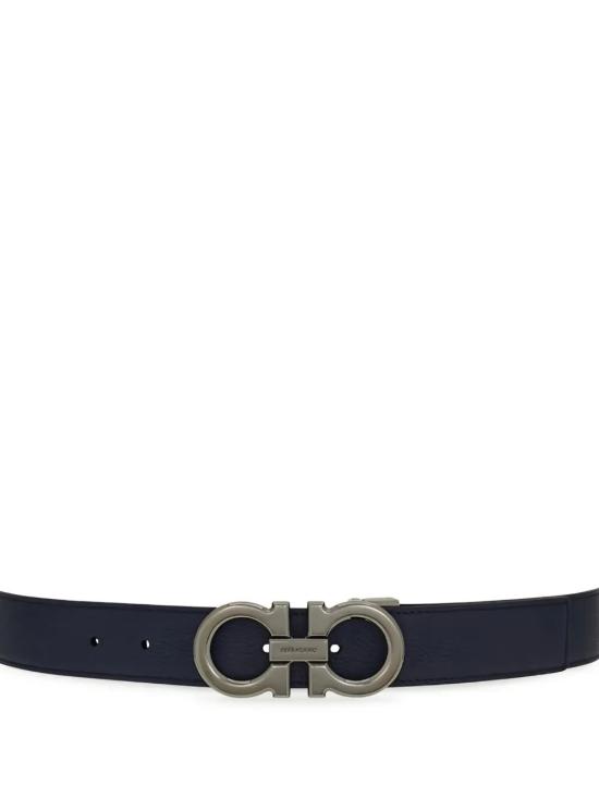26SS 살바토레 페라가모 간치니 리버시블 레더 벨트 670428 0790557 NEW NAVY - SALVATORE FERRAGAMO