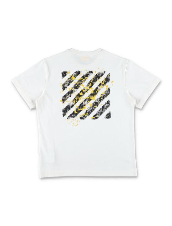  [키즈] 오프화이트 탑 스플랫 페인트 효과 프린트 티셔츠 (화이트) 아동용 - OFF WHITE