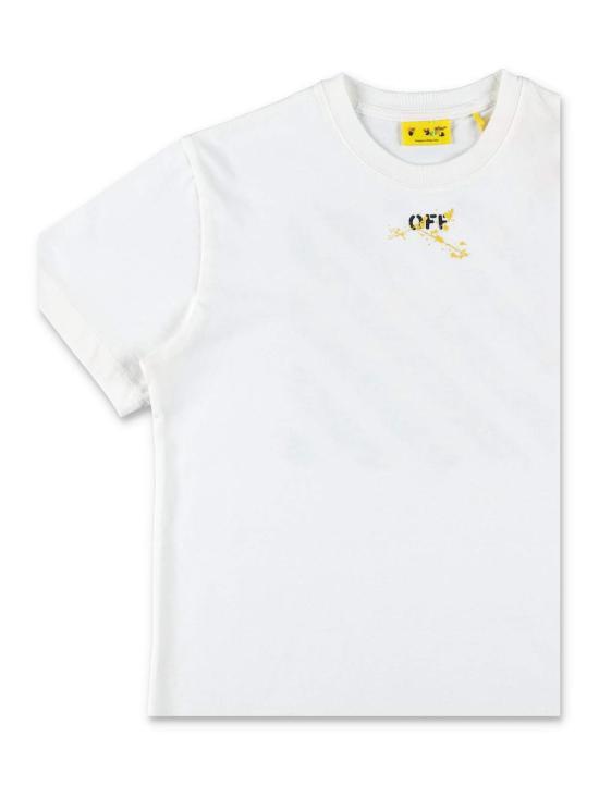  [키즈] 오프화이트 탑 스플랫 페인트 효과 프린트 티셔츠 (화이트) 아동용 - OFF WHITE