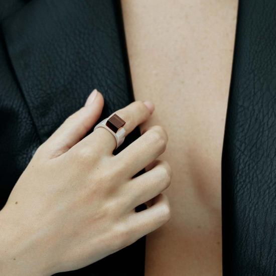  밍유왕 반지 밍위 왕 픽셀 링 스모키 쿼츠 - MING YU WANG