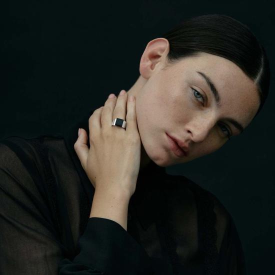  밍유왕 반지 밍위 왕 픽셀 링 스모키 쿼츠 - MING YU WANG