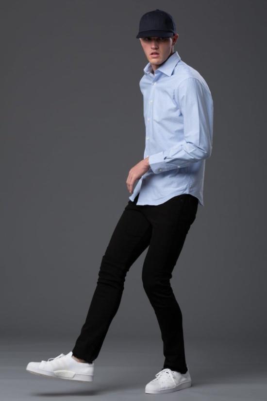  Freemans Sporting Club 긴팔 셔츠 프리먼스 스포팅 클럽 블루 홉킨스 옥스포드 - FREEMANS SPORTING CLUB
