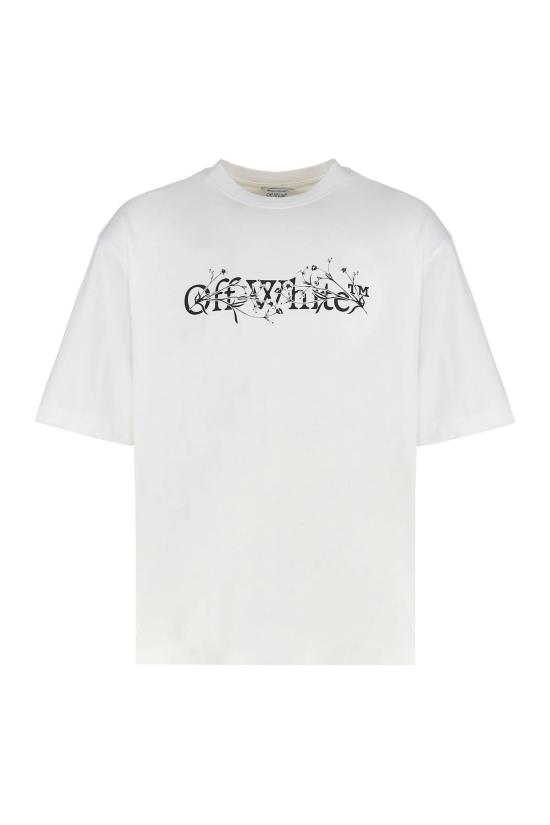  오프화이트 반팔 티셔츠 코튼 크루넥 티셔츠 화이트
