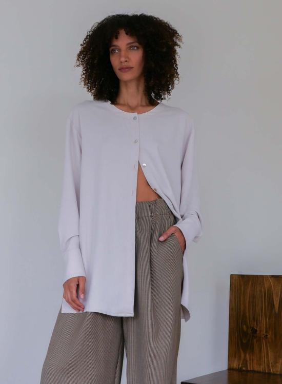  슬론 가디건 크레이프  블라우스 탑 샌드