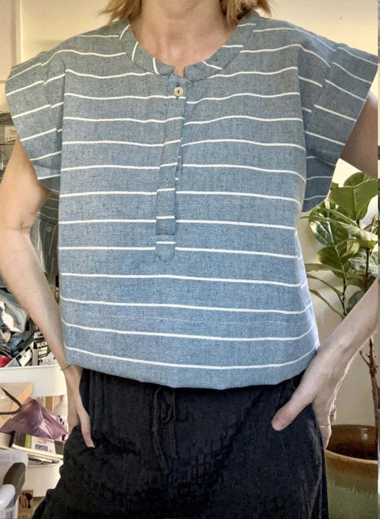  시크 콜렉티브 블라우스 Seek Collective Alex Top Atlantic Stripe