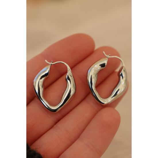  Katie Waltman Jewelry 이어링 유기농 은 후프 귀걸이 실버