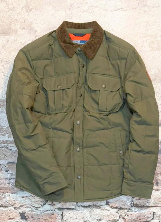  폴로 랄프로렌 패딩 폴로 플리스 안감 립스톱 다운 셔츠 재킷 (녹색)