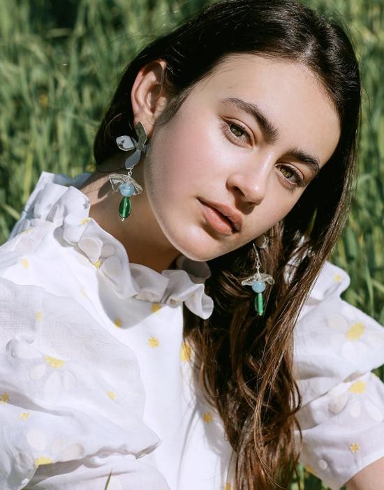  클레드 이어링 야생화 귀걸이 (은)