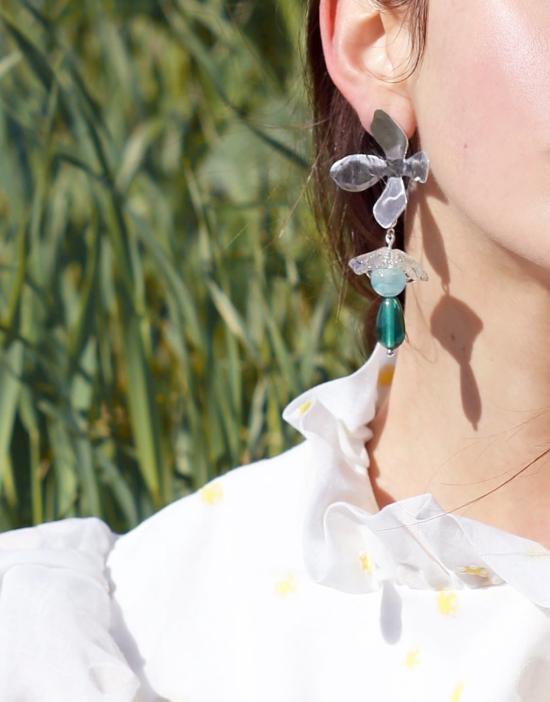  클레드 이어링 야생화 귀걸이 (은) - CLED