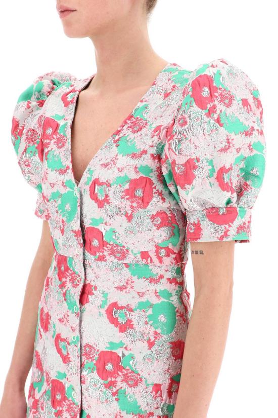  가니 미디 원피스 자카드 플로럴 드레스 슈가 플럼 - GANNI