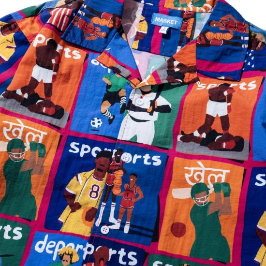  마켓 반팔 셔츠 일러스트레이티드 SS 버튼업  멀티 - MARKET