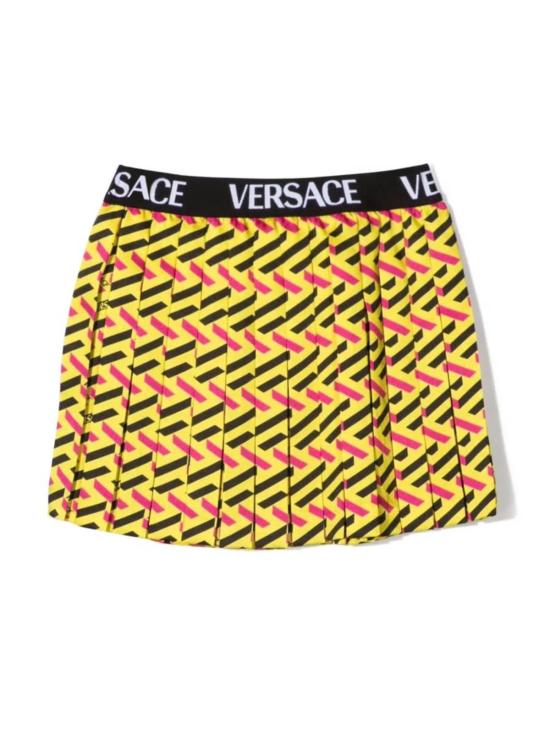  [키즈] 베르사체 스커트 키즈  트윌 모노그램 + 엘라스티코 로고  옐로우 - VERSACE
