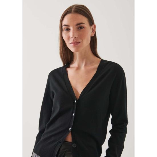  패트릭 아사라프 가디건 메리노 슬림핏 버튼  블랙 - PATRICK ASSARAF