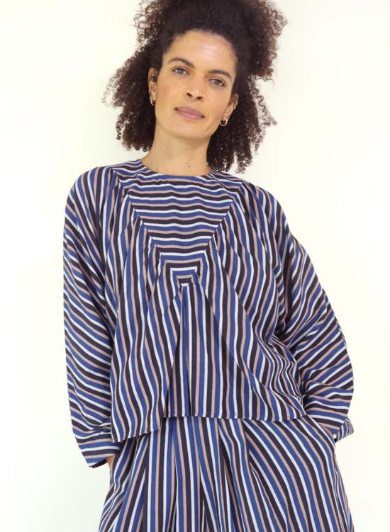  시크 콜렉티브 블라우스 Seek Collective Nikki Top Acadia Stripe - SEEK COLLECTIVE