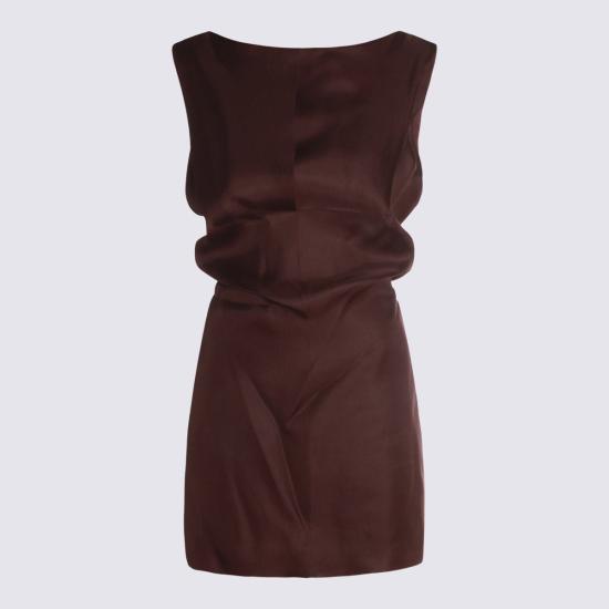  케이트 숏 원피스 Khaite 브라운 실크 드레스 Almandine