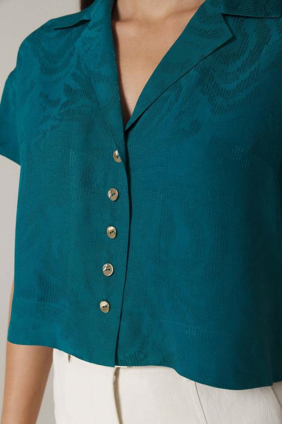  산티클레르 블라우스 산티클러 파올라 반팔  카프리 블루 - SANTICLER