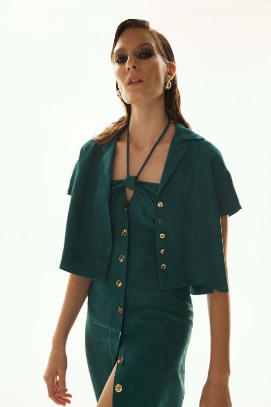  산티클레르 블라우스 산티클러 파올라 반팔  카프리 블루 - SANTICLER