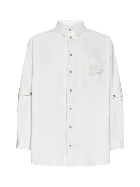  오프화이트 긴팔 셔츠 90년대 로고 오버 화이트