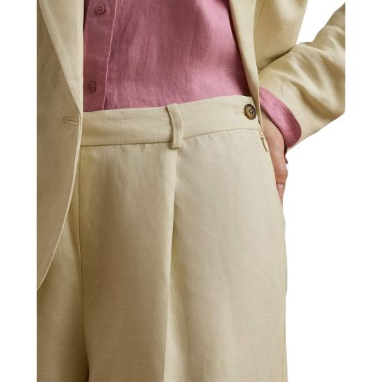  랄프 로렌 스트레이트 팬츠 야이틀리 앵클 플리츠 팬츠 아이보리 베이지 - RALPH LAUREN