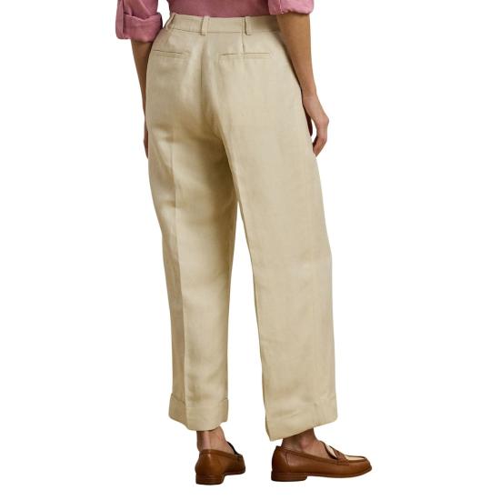  랄프 로렌 스트레이트 팬츠 야이틀리 앵클 플리츠 팬츠 아이보리 베이지 - RALPH LAUREN