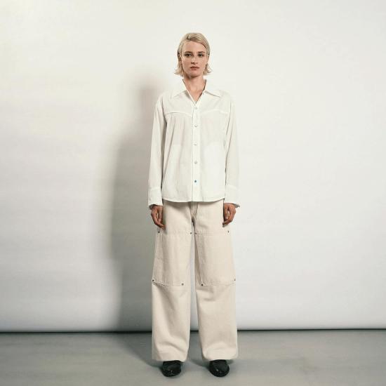  타나카 데님 팬츠 워크 진 팬츠 화이트