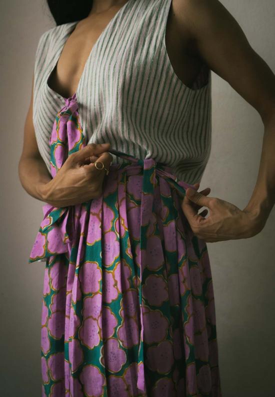  이키비 베스트 클로버 스커트 세트 핑크 - IKKIVI