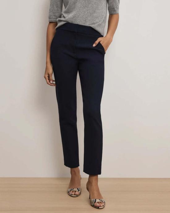  베로니카비어드 크롭 팬츠 베로니카 비어드 렌조 클린 웨이스트밴드 팬츠 네이비