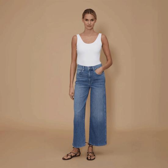  르장 데님 팬츠 르 장 줄리엣 와이드 레그 앵클 진 문리버 - LE JEAN