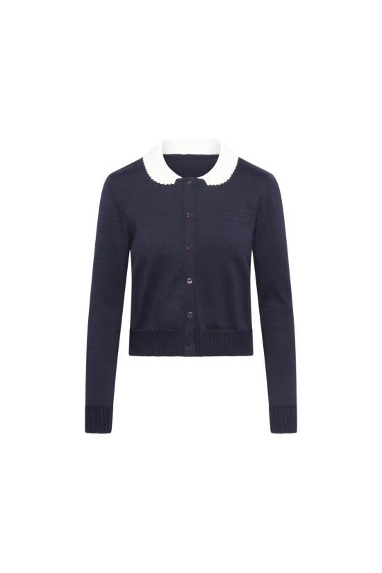  올리비아 라티노비치 가디건 페니워스 여사 네이비 카디건