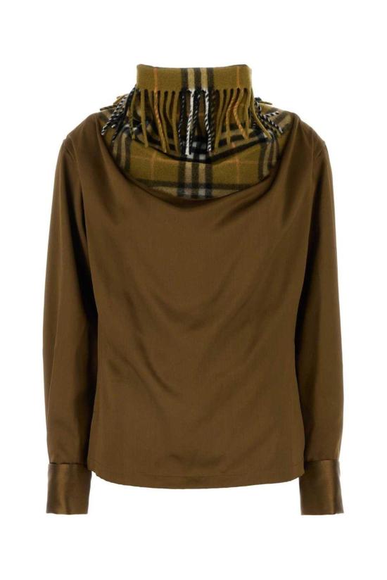  버버리 블라우스 비스킷 새틴  브라운