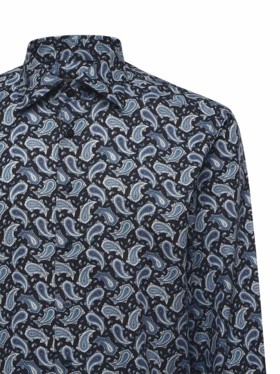  에트로 긴팔 셔츠 페이즐리 프린트 코튼 셔츠 - ETRO