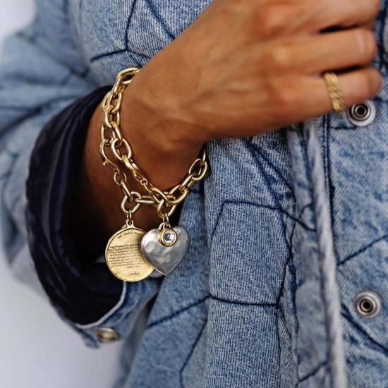  Bowood Lane 바디 주얼리 보우드 레인 먼로 팔찌, 큐빅 지르코니아 골드/실버 하트 장식 - OTHER BRANDS