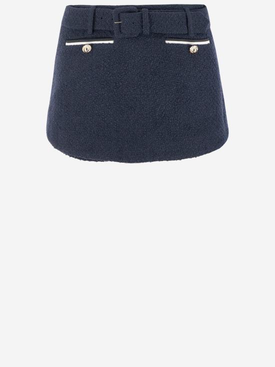  셀프 포트레이트 숏 스커트 자화상 부클레 퀼로트 블루