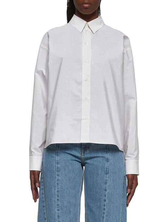  MM6 메종마르지엘라 탑 Mm6 메종 마르지엘라 포플린 셔츠 핀스트라이프 화이트/베이지 - MM6 MAISON MARGIELA