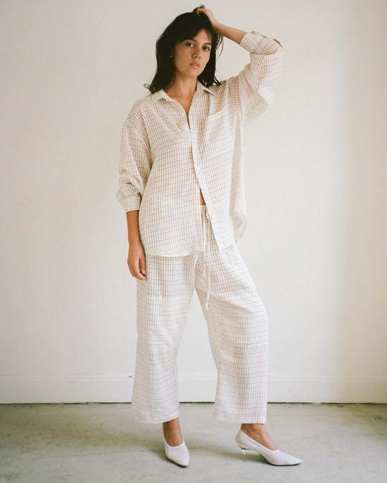  질 로드리게즈 블라우스 길 로드리게즈 빅 버튼업 탑 화이트/탠 - GIL RODRIGUEZ