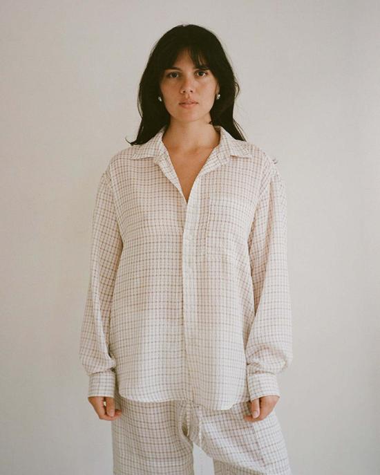  질 로드리게즈 블라우스 길 로드리게즈 빅 버튼업 탑 화이트/탠 - GIL RODRIGUEZ