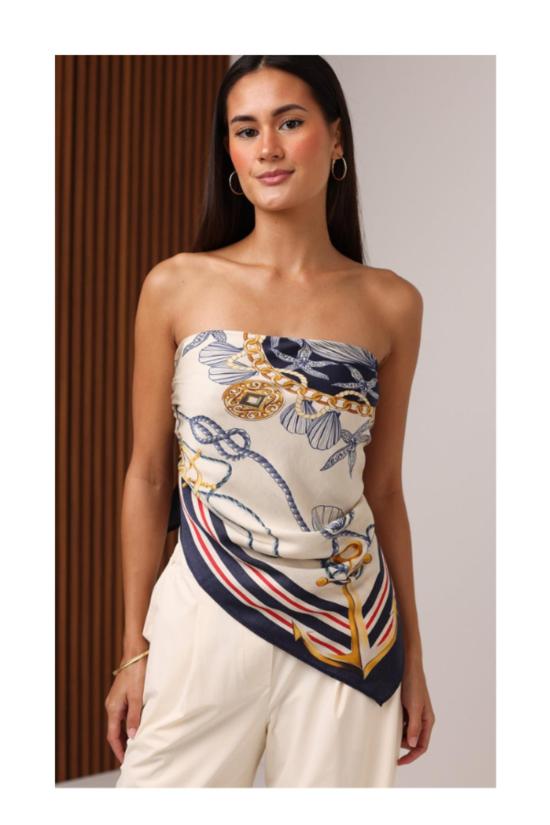  Shore 블라우스 해변 스카프 탑 (해양풍 탑)