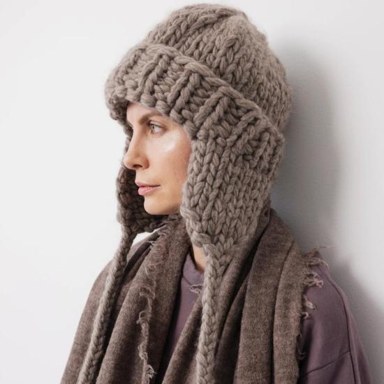  울 하이드 모자 핸드니트 - WOL HIDE