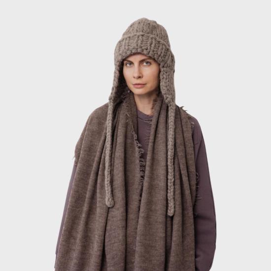  울 하이드 모자 핸드니트 - WOL HIDE