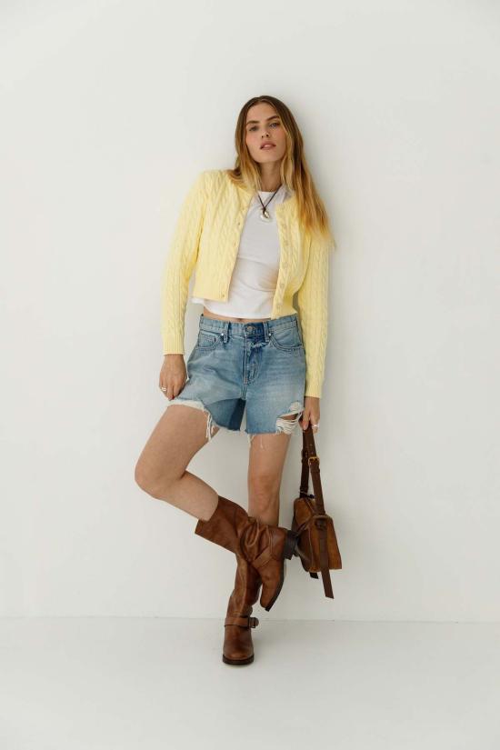  저스트 블랙 데님 데님 숏팬츠 빈티지 디스트레스드 숏 팬츠 라이트 데님 - JUST BLACK DENIM